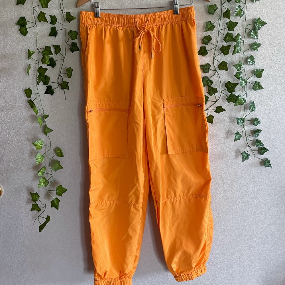 Orange forever 21 cargo joggers. Size large
